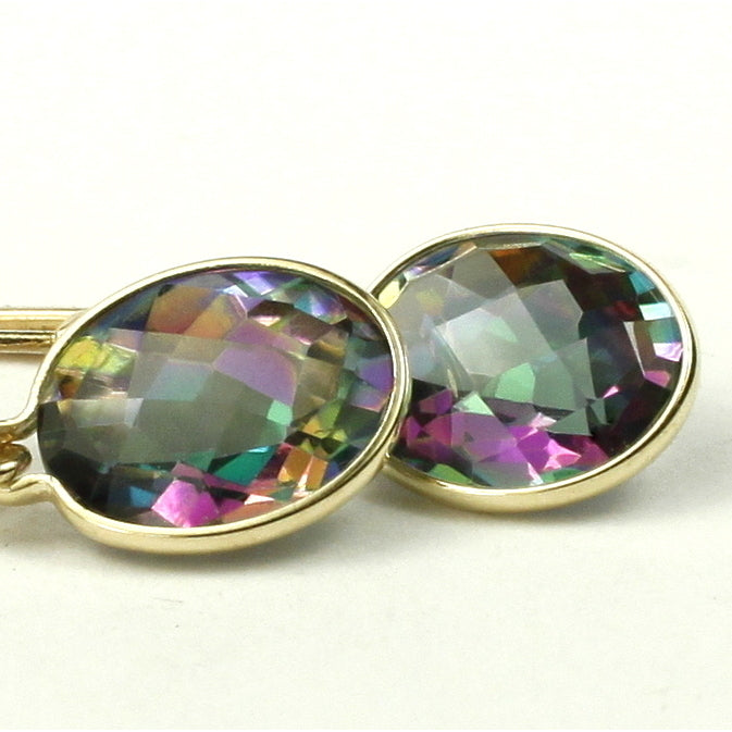 14K Leverback Earrings Mystic Fire Topaz E101 Image 1