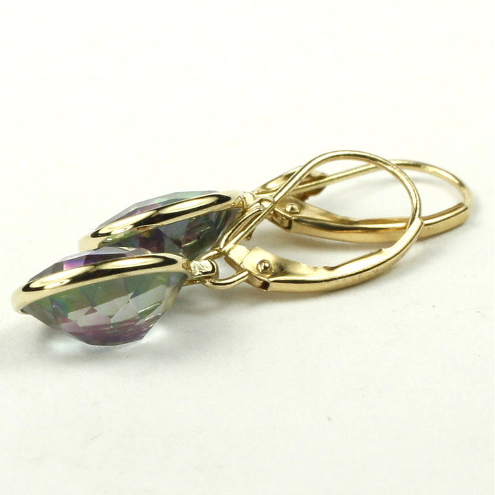 14K Leverback Earrings Mystic Fire Topaz E101 Image 4