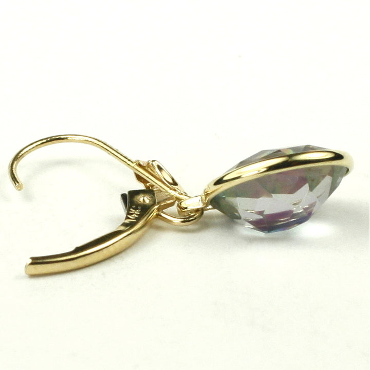 14K Leverback Earrings Mystic Fire Topaz E101 Image 4