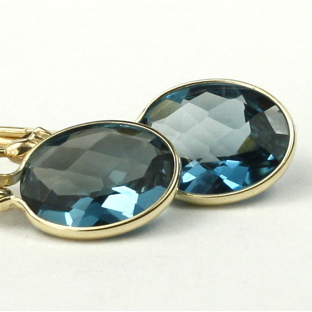 14K Leverback Earrings London Blue Topaz E101 Image 1