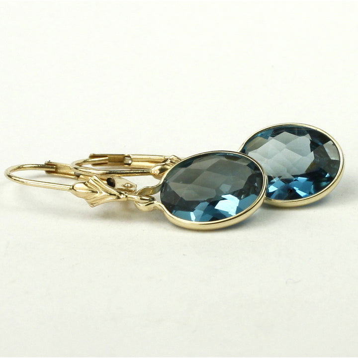 14K Leverback Earrings London Blue Topaz E101 Image 2