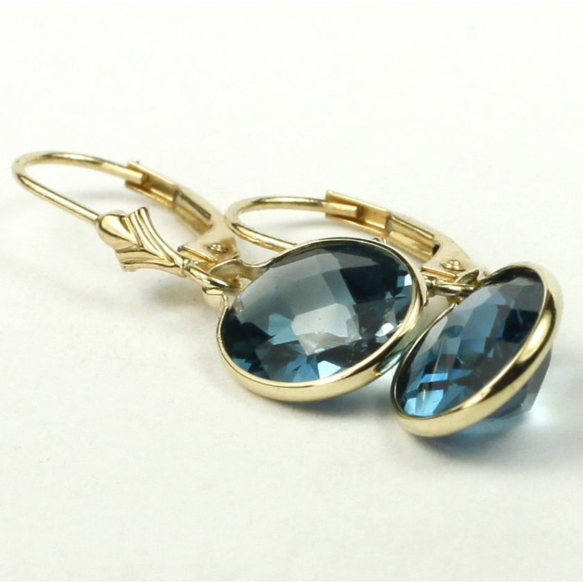 14K Leverback Earrings London Blue Topaz E101 Image 3