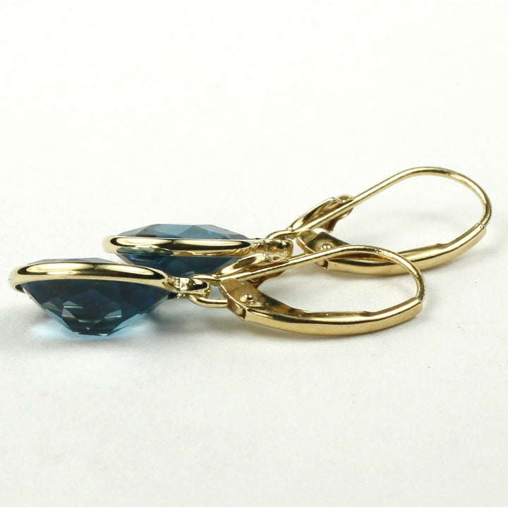 14K Leverback Earrings London Blue Topaz E101 Image 4