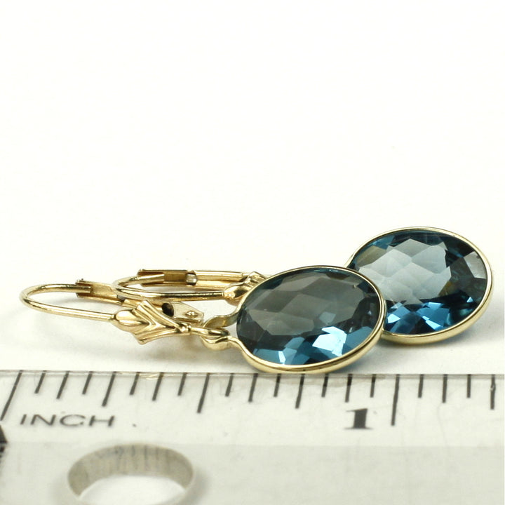 14K Leverback Earrings London Blue Topaz E101 Image 6