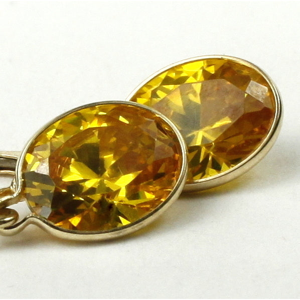 14K Leverback Earrings Golden Yellow CZ E101 Image 1