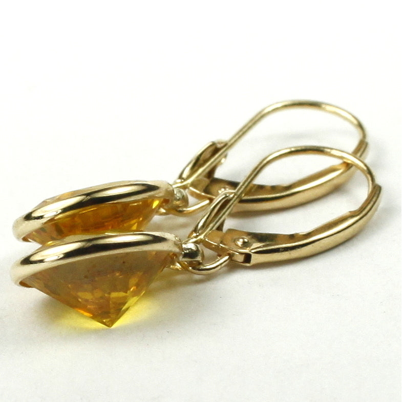 14K Leverback Earrings Golden Yellow CZ E101 Image 4