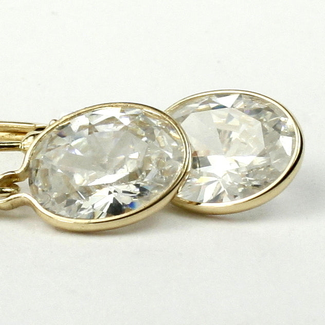 14K Leverback Earrings Cubic Zirconia E101 Image 1