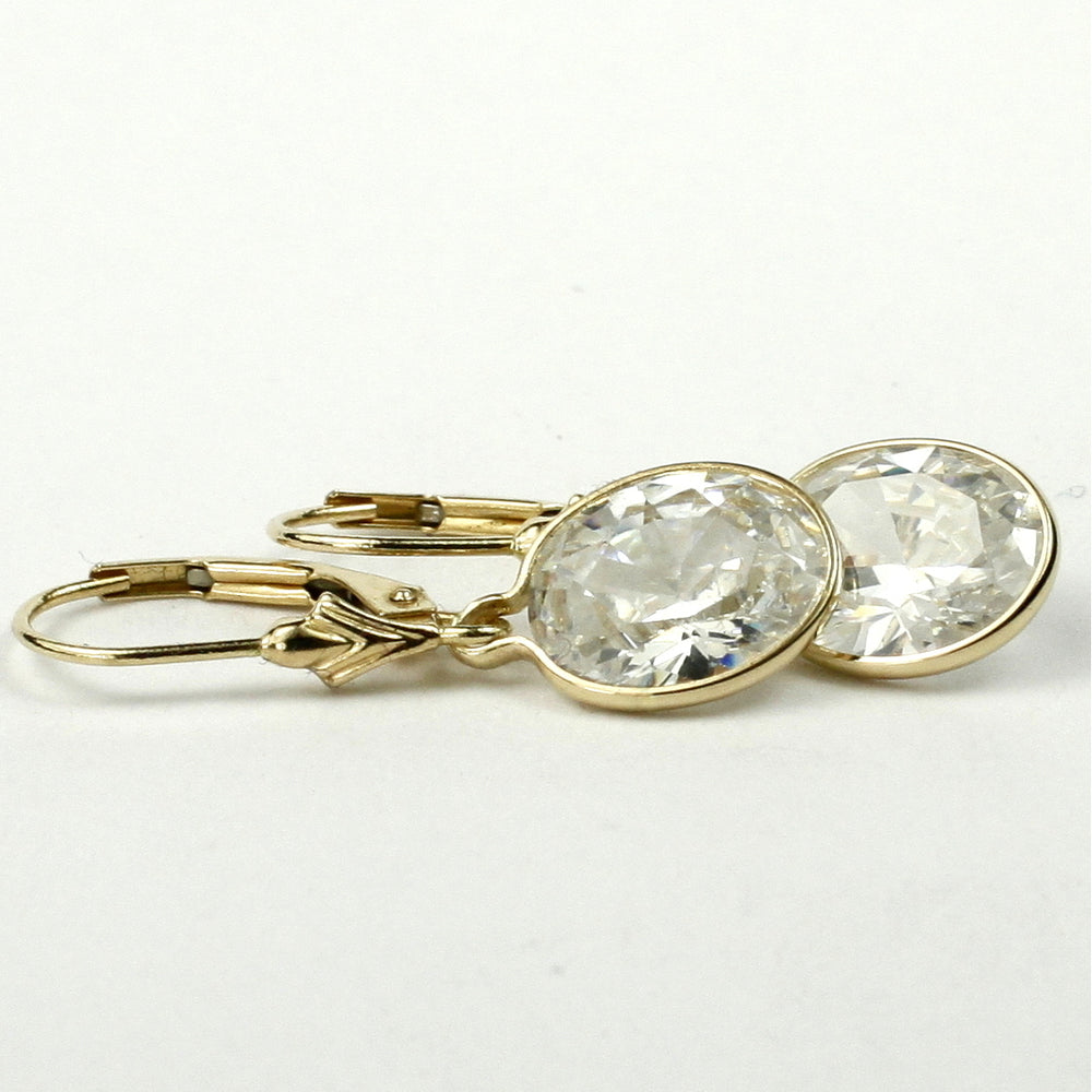 14K Leverback Earrings Cubic Zirconia E101 Image 2