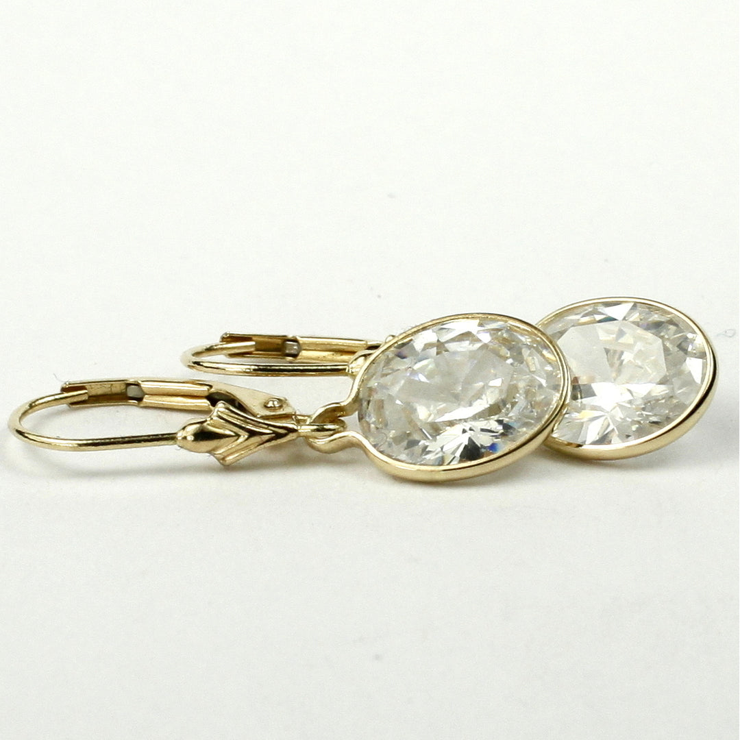 14K Leverback Earrings Cubic Zirconia E101 Image 2