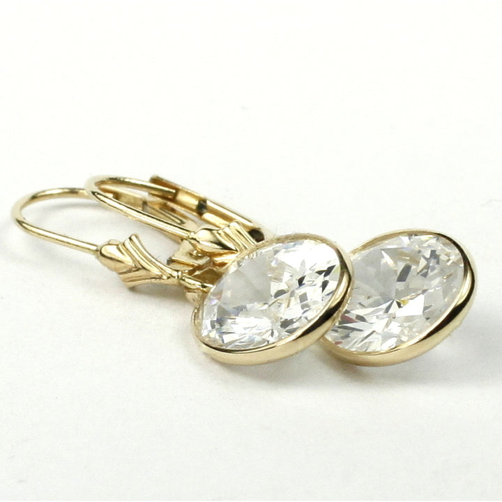 14K Leverback Earrings Cubic Zirconia E101 Image 3