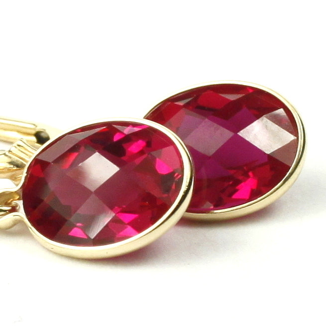 14K Leverback Earrings Created Ruby E101 Image 1