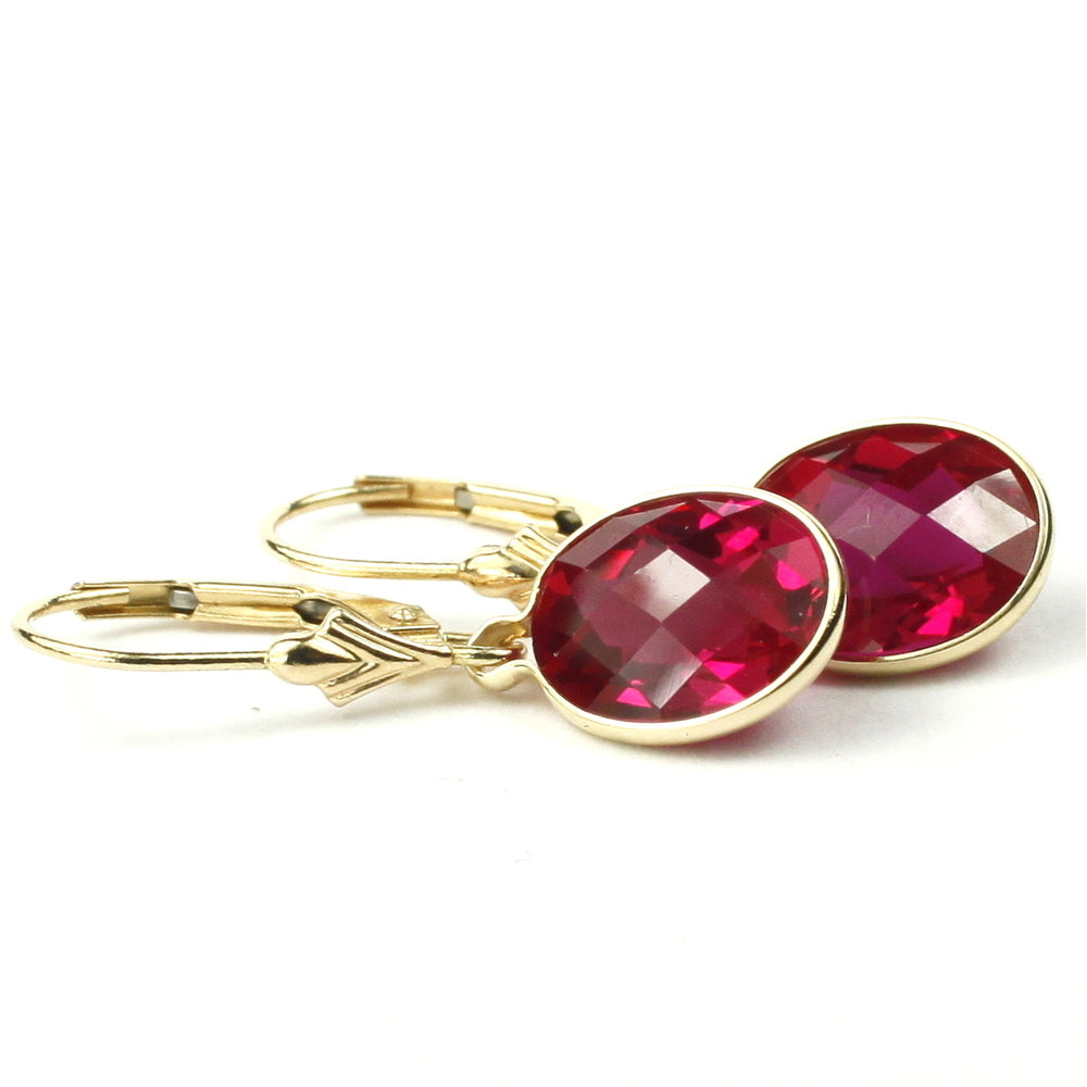 14K Leverback Earrings Created Ruby E101 Image 2