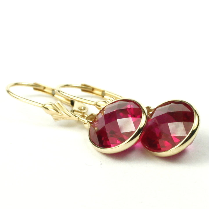 14K Leverback Earrings Created Ruby E101 Image 3