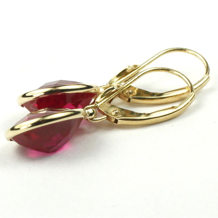 14K Leverback Earrings Created Ruby E101 Image 4