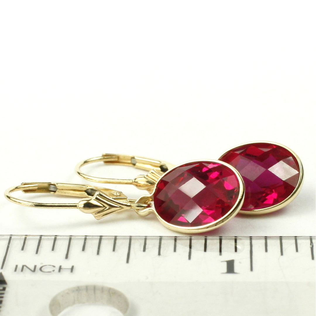 14K Leverback Earrings Created Ruby E101 Image 6