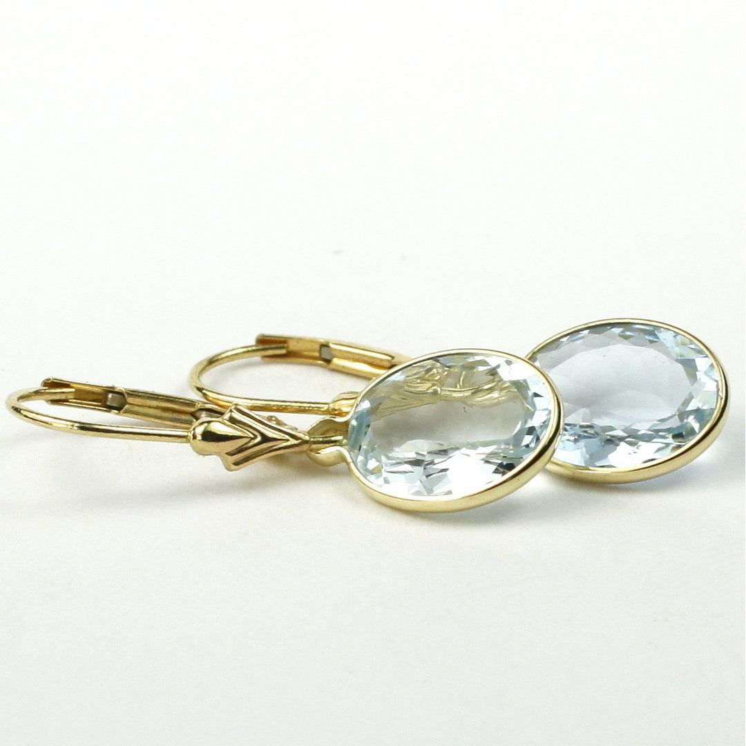 14K Leverback Earrings Aquamarine E101 Image 2