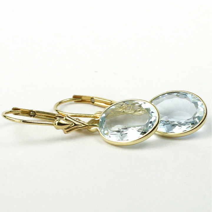 14K Leverback Earrings Aquamarine E101 Image 2