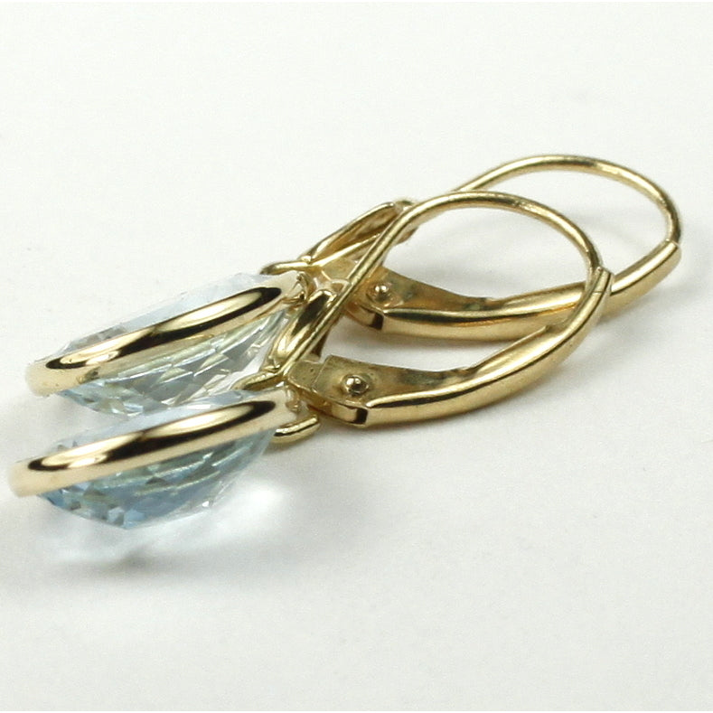 14K Leverback Earrings Aquamarine E101 Image 4