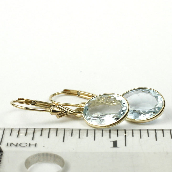 14K Leverback Earrings Aquamarine E101 Image 6