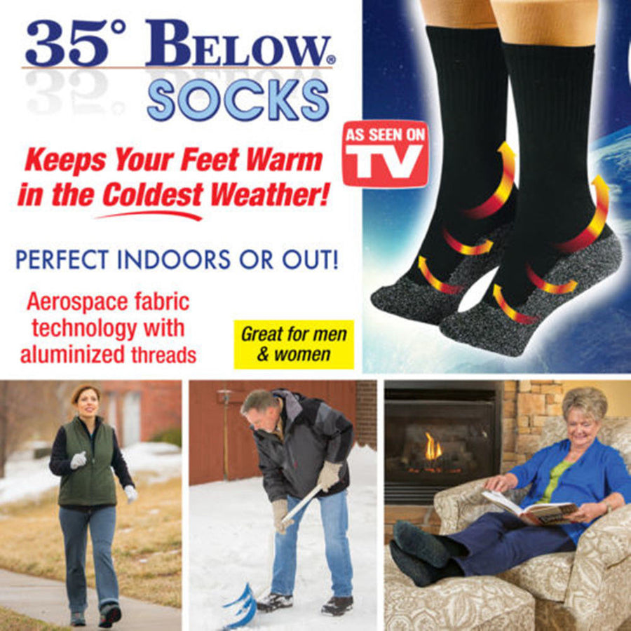 35 Below Socks - 3 pairs - Keep Your Feet Warm and Dry Black Large Image 1
