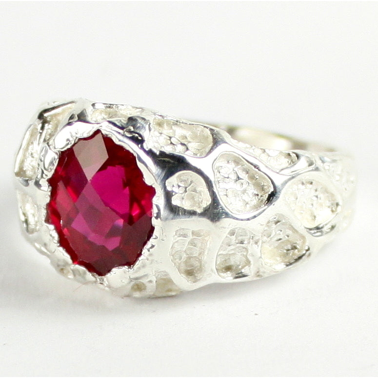 Sterling Silver Mens Ring Created Ruby SR168 Image 2