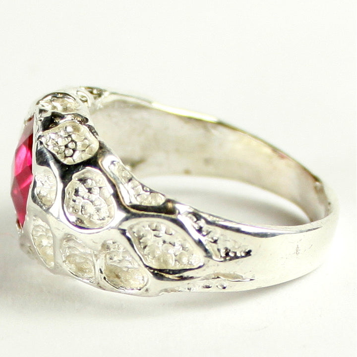 Sterling Silver Mens Ring Created Ruby SR168 Image 3
