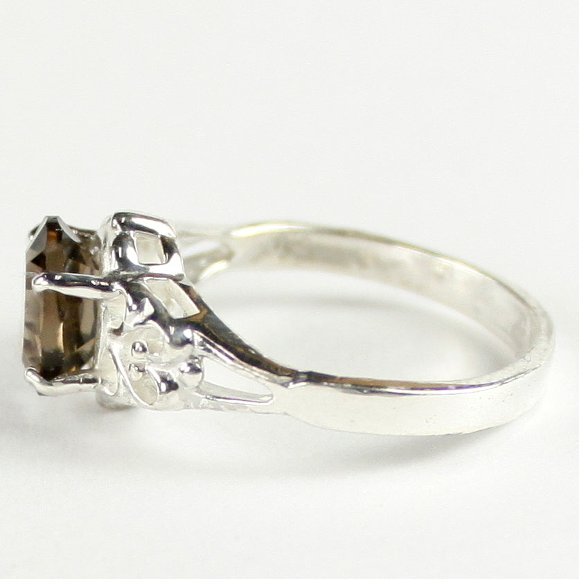 SR302 8x6mm Smoky Quartz 925 Sterling Silver Ring Image 3