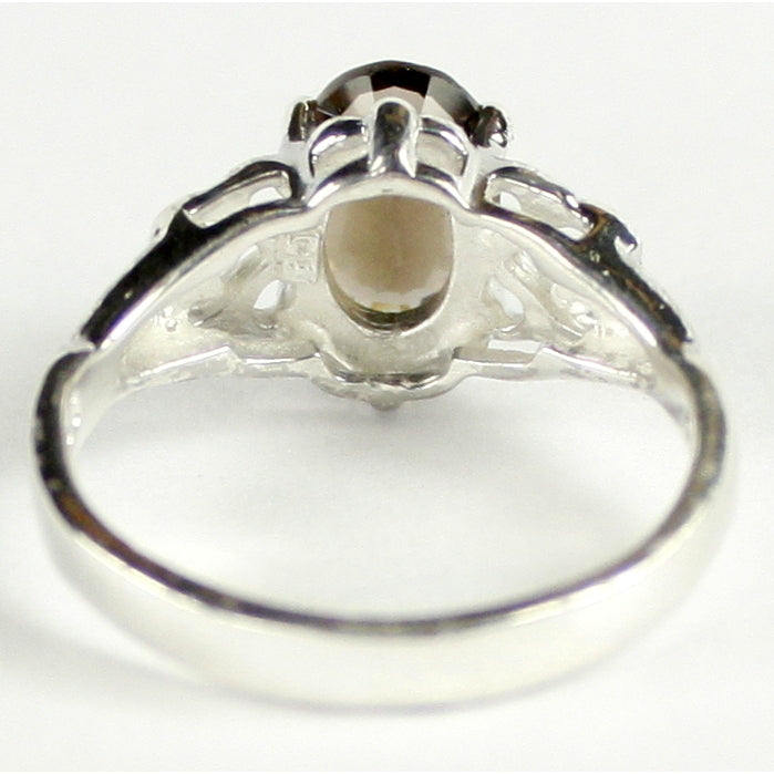 SR302 8x6mm Smoky Quartz 925 Sterling Silver Ring Image 4