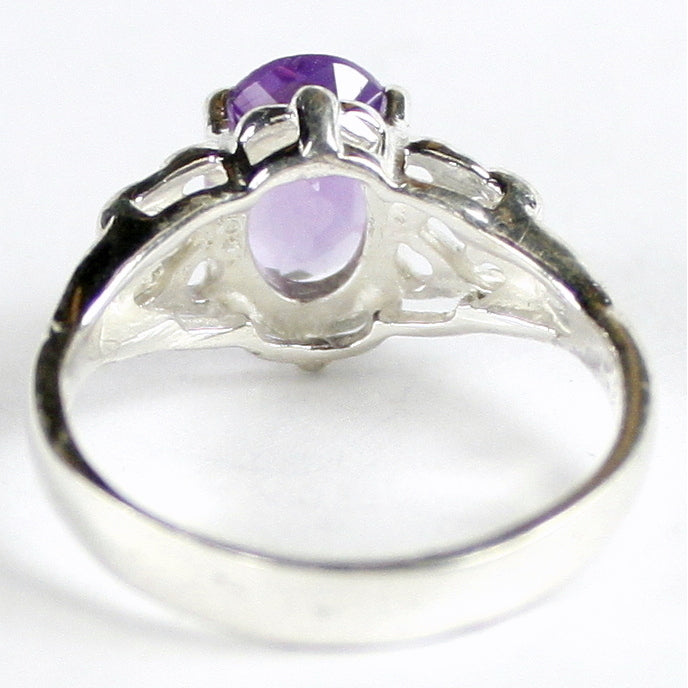 SR302 8x6mm Amethyst 925 Sterling Silver Ring Image 4