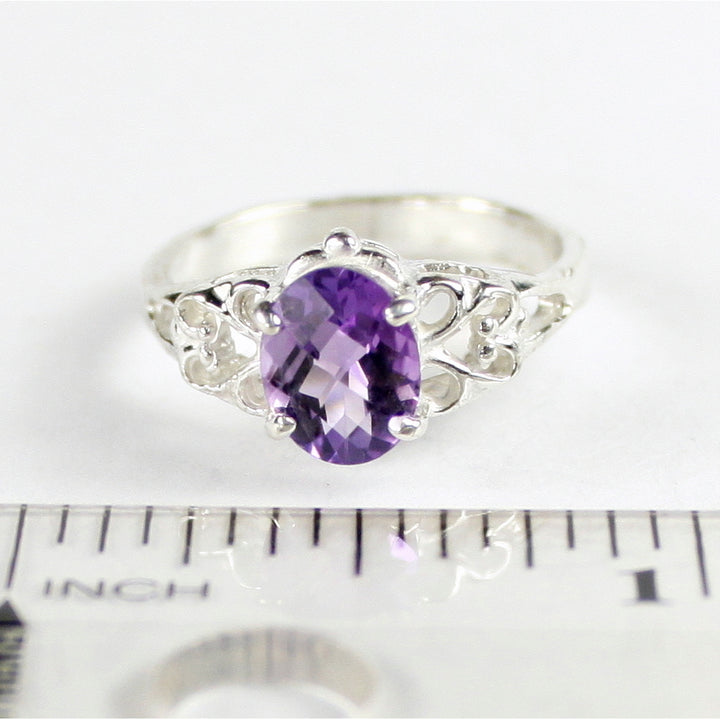 SR302 8x6mm Amethyst 925 Sterling Silver Ring Image 4