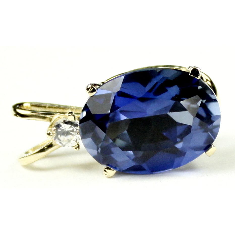 14K Pendant Created Blue Sapphire P019 Image 1