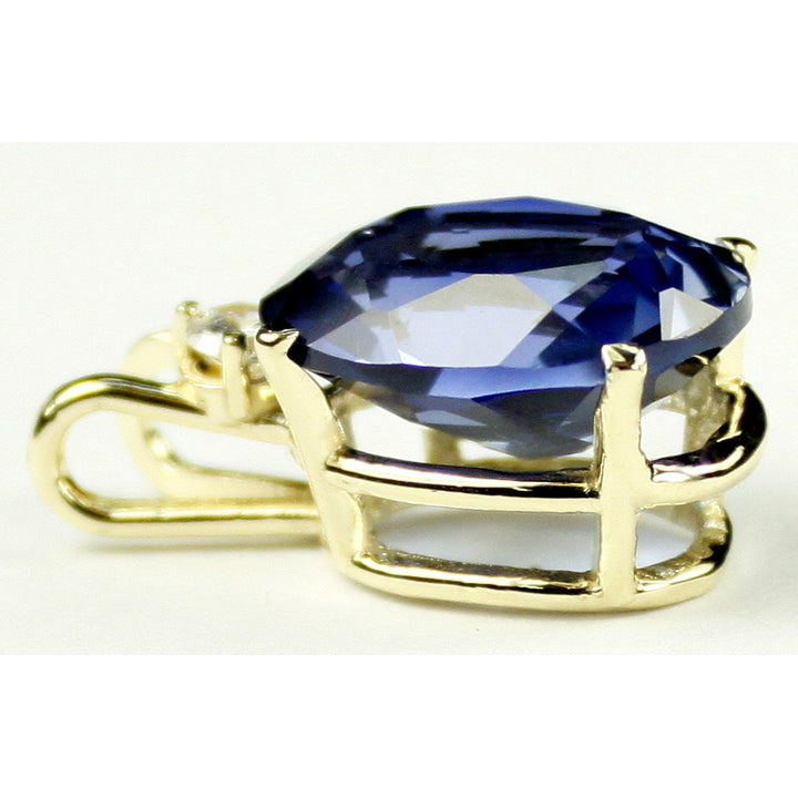 14K Pendant Created Blue Sapphire P019 Image 2