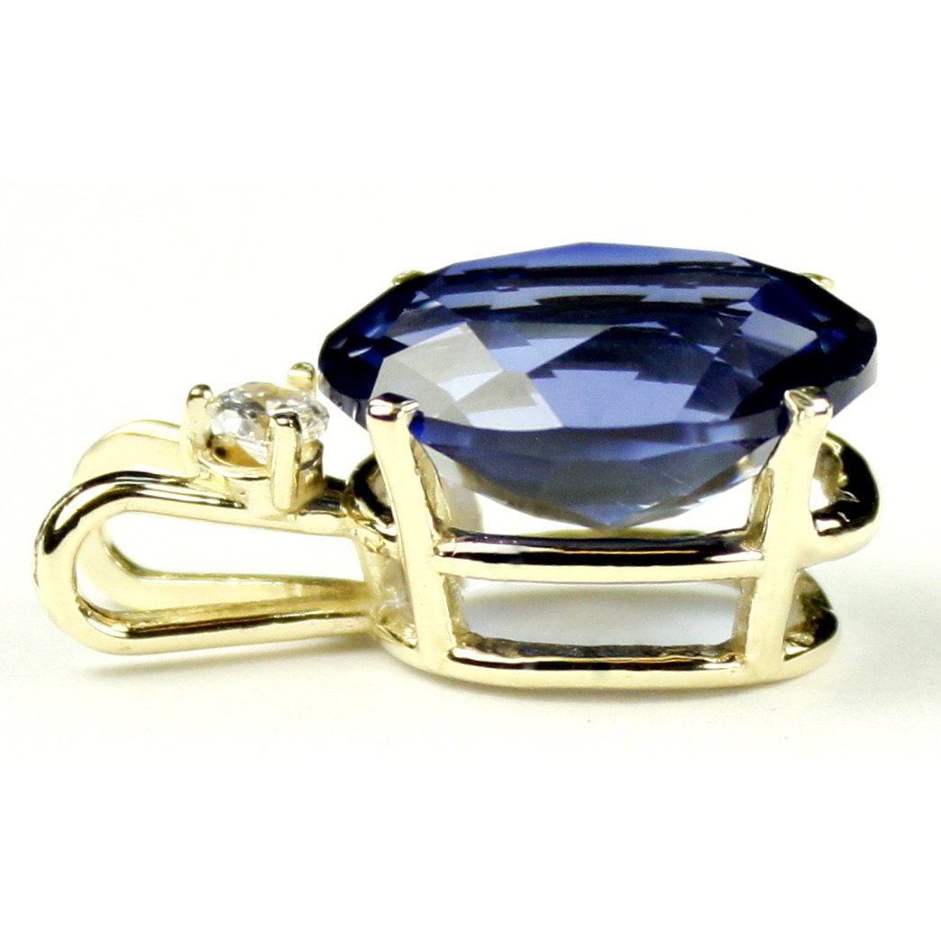 14K Pendant Created Blue Sapphire P019 Image 3