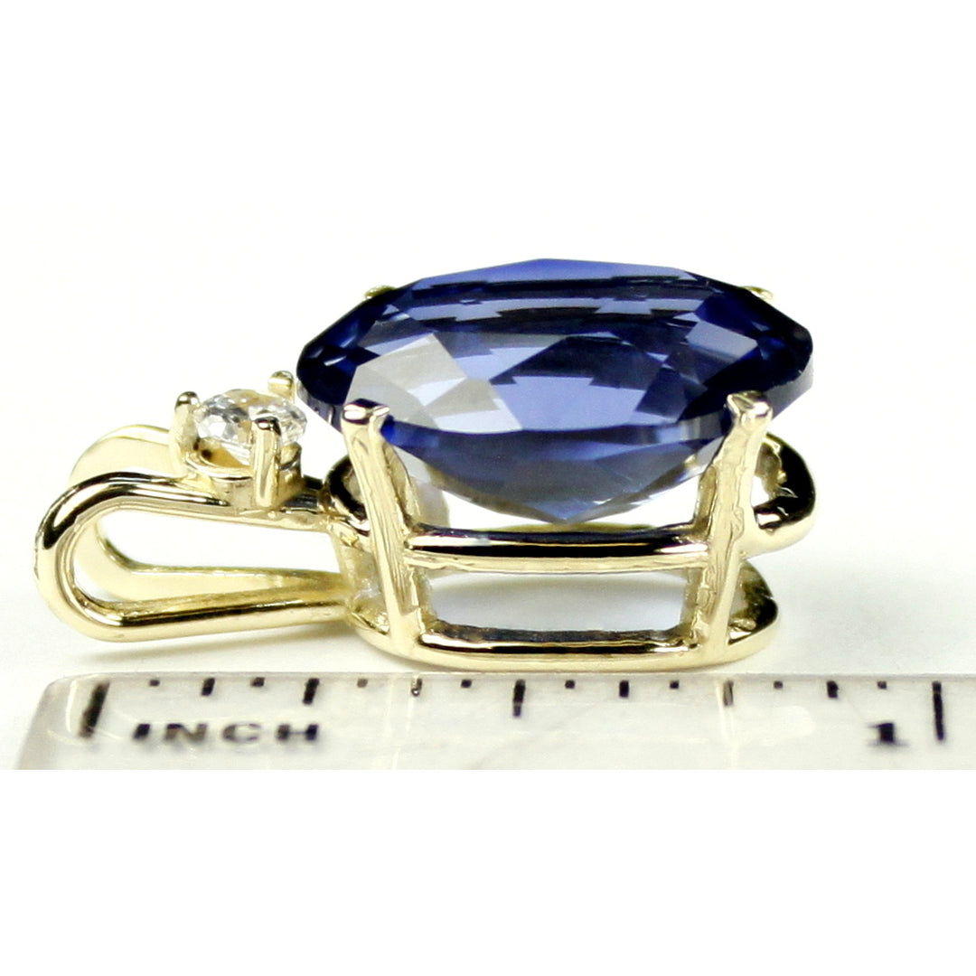 14K Pendant Created Blue Sapphire P019 Image 4