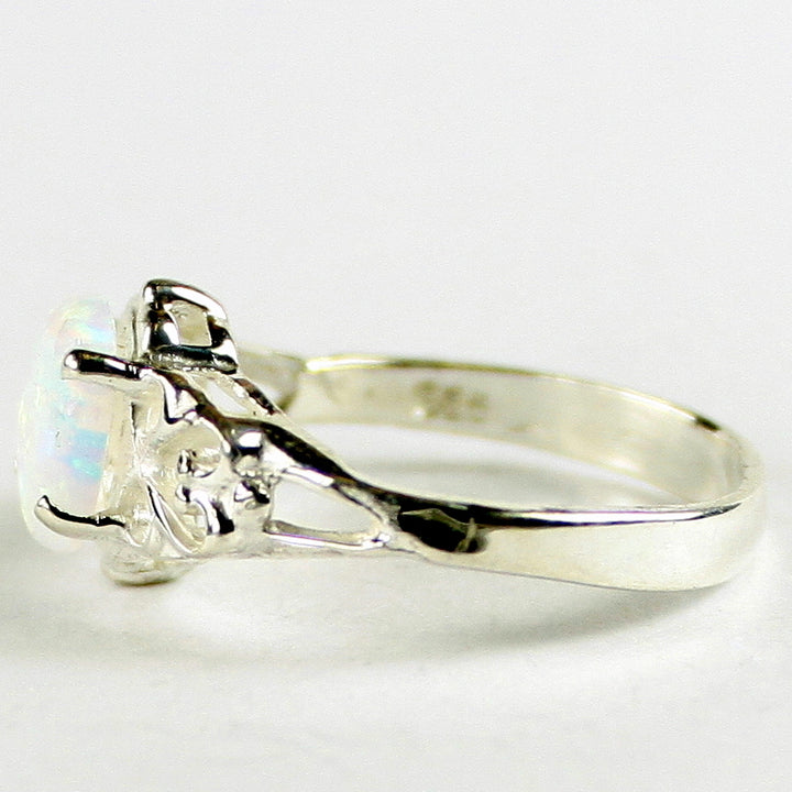 SR302 8x6mm Created White Opal 925 Sterling Silver Ring Image 3