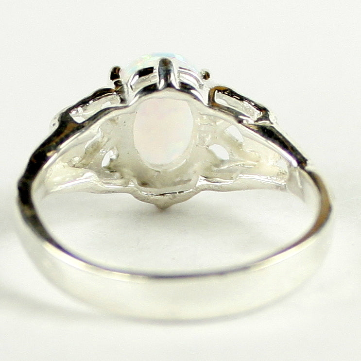 SR302 8x6mm Created White Opal 925 Sterling Silver Ring Image 4