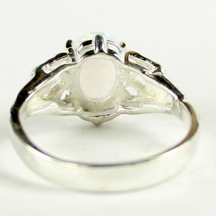 SR302 8x6mm Created White Opal 925 Sterling Silver Ring Image 4