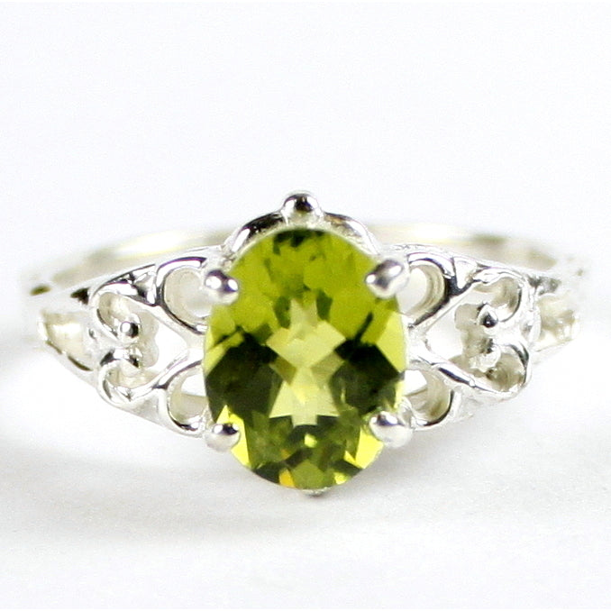 SR302 8x6mm Peridot 925 Sterling Silver Ring Image 1