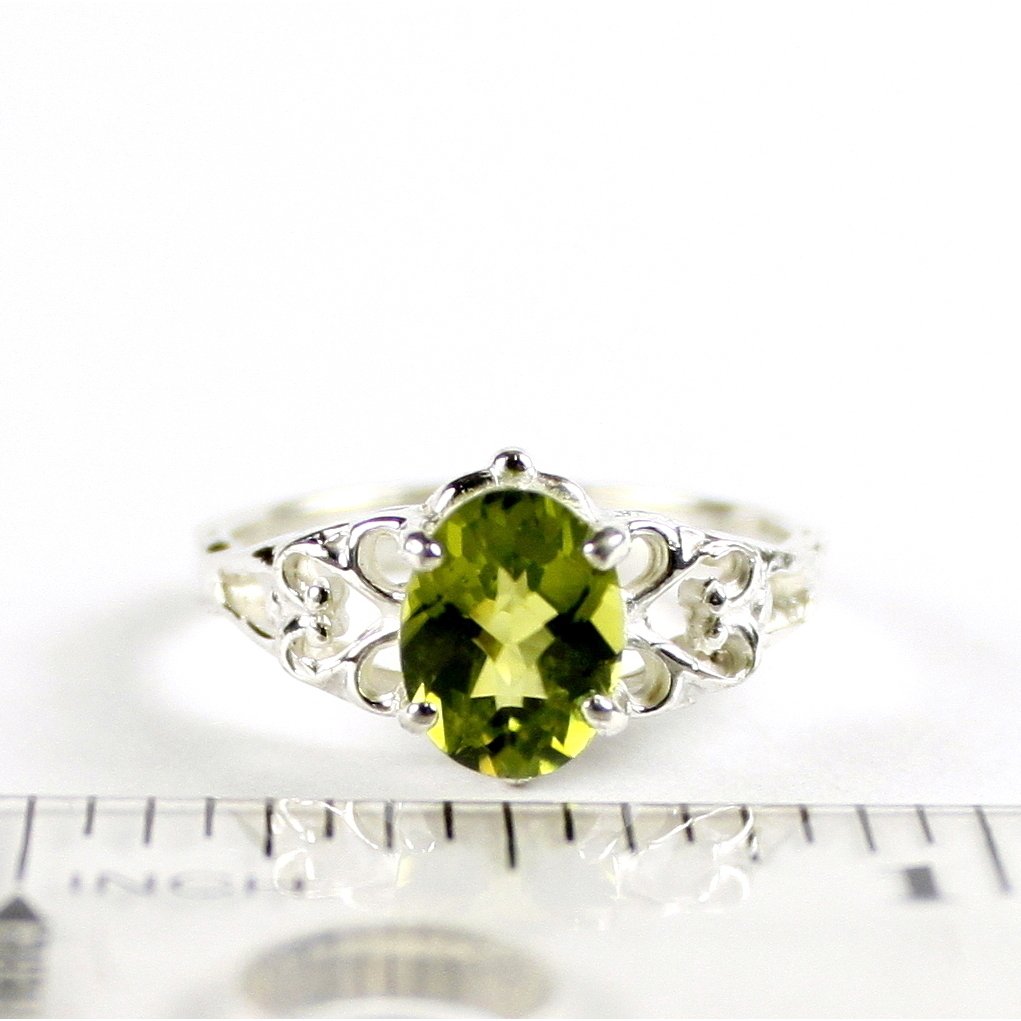 SR302 8x6mm Peridot 925 Sterling Silver Ring Image 4