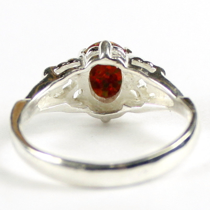 SR302 8x6mm Created Red Brown Opal 925 Sterling Silver Ring Image 4