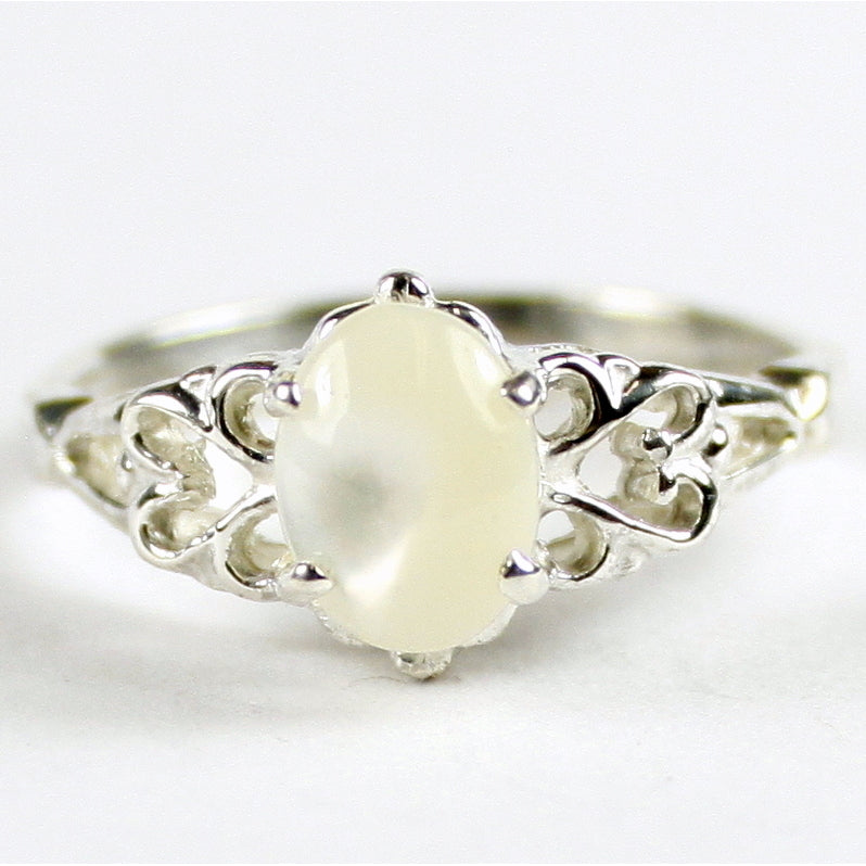 SR302 8x6mm Mother of Pearl 925 Sterling Silver Ring Image 1