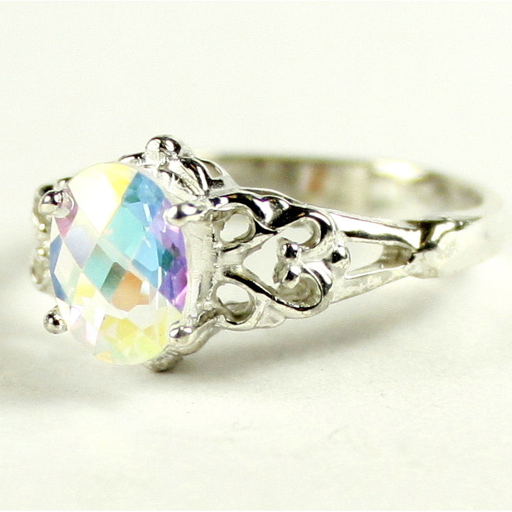 SR302 8x6mm Mercury Mist Topaz 925 Sterling Silver Ring Image 2