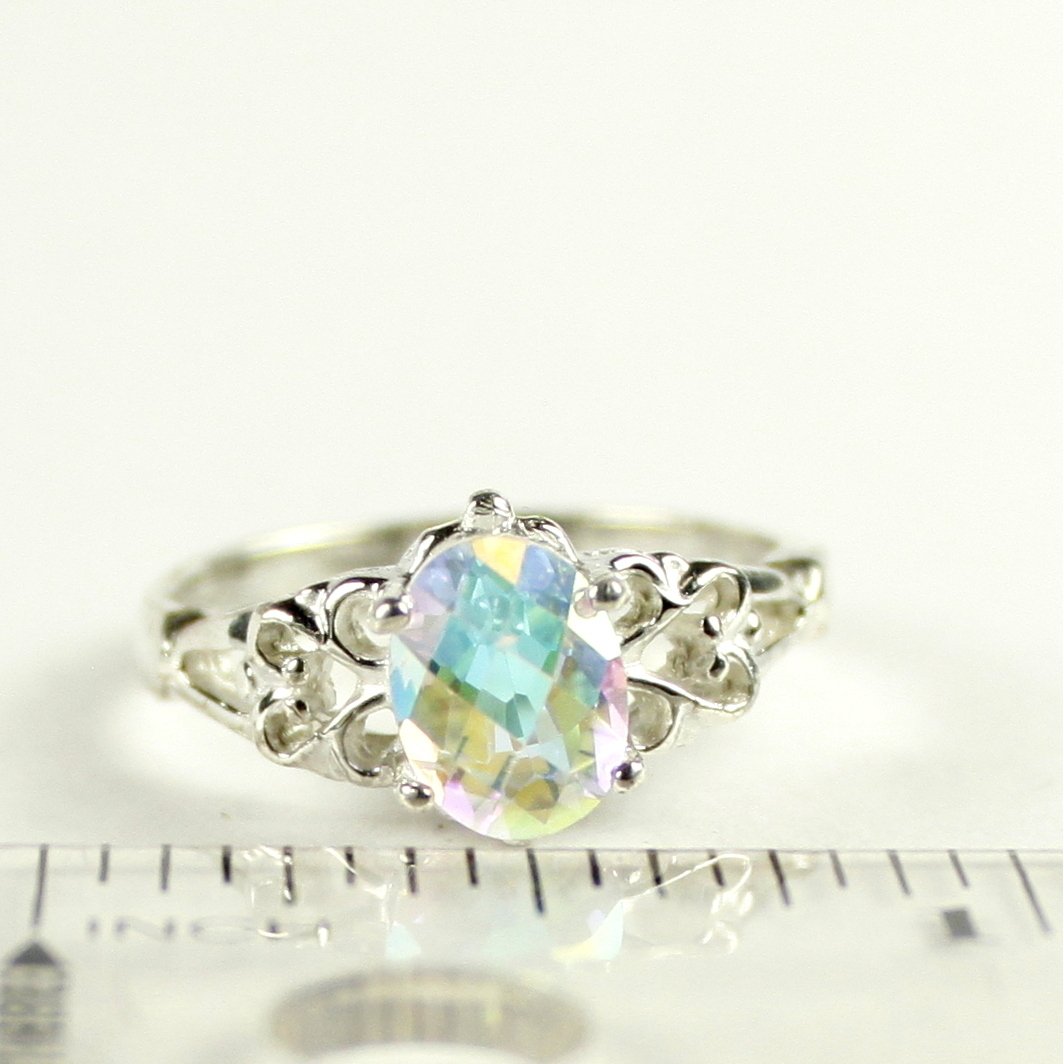 SR302 8x6mm Mercury Mist Topaz 925 Sterling Silver Ring Image 4