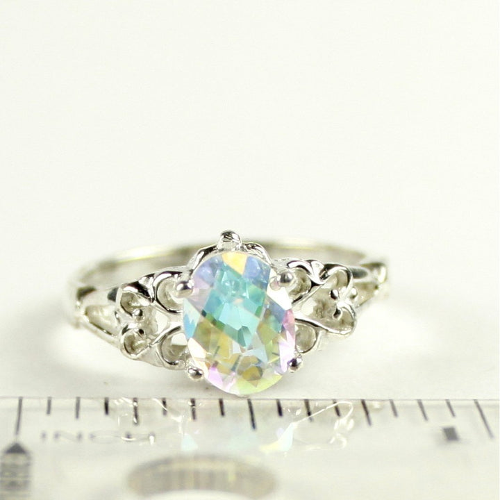 SR302 8x6mm Mercury Mist Topaz 925 Sterling Silver Ring Image 4