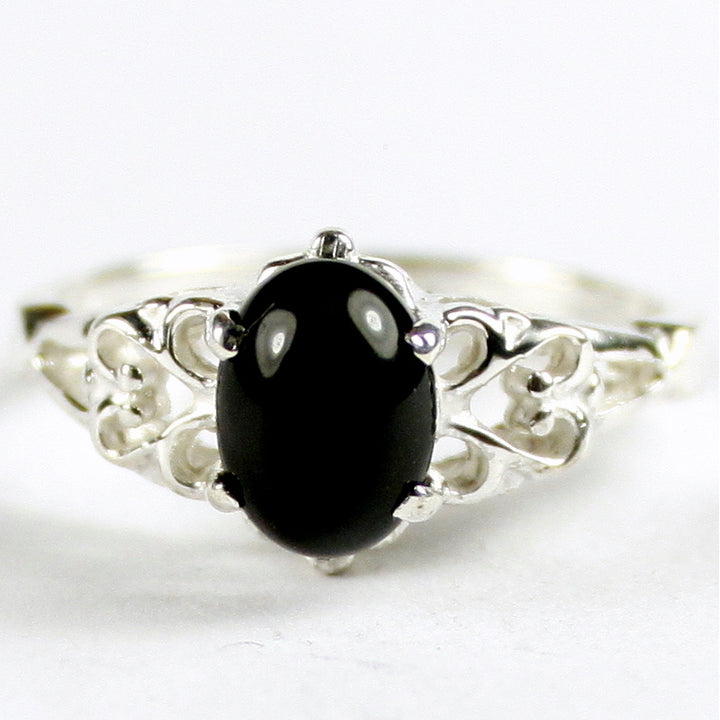 SR302 8x6mm Black Onyx 925 Sterling Silver Ring Image 1