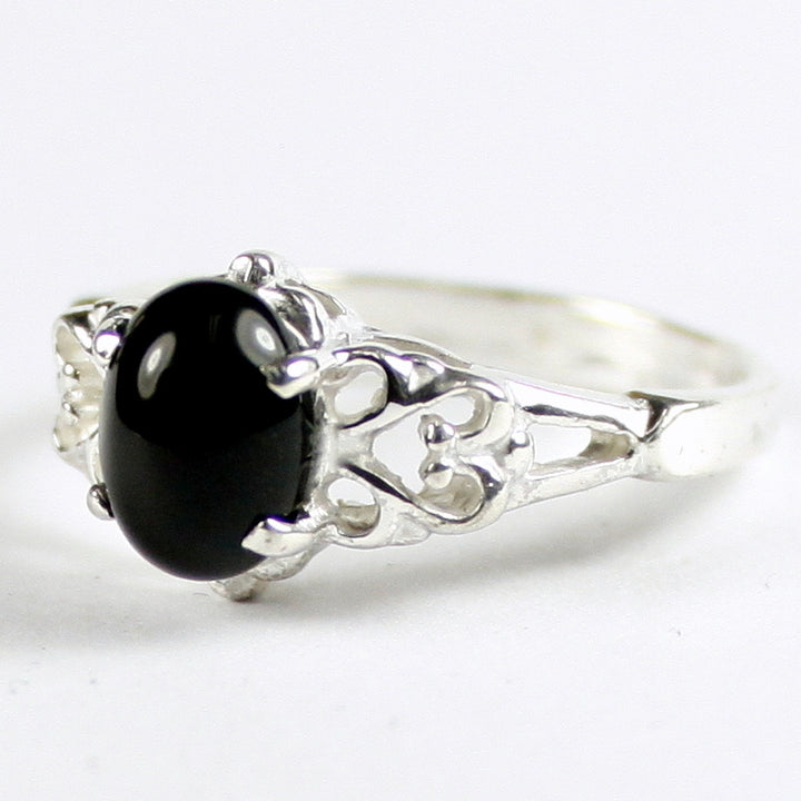 SR302 8x6mm Black Onyx 925 Sterling Silver Ring Image 2