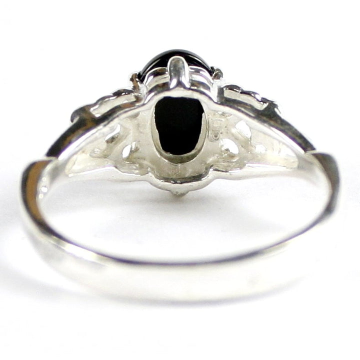 SR302 8x6mm Black Onyx 925 Sterling Silver Ring Image 4