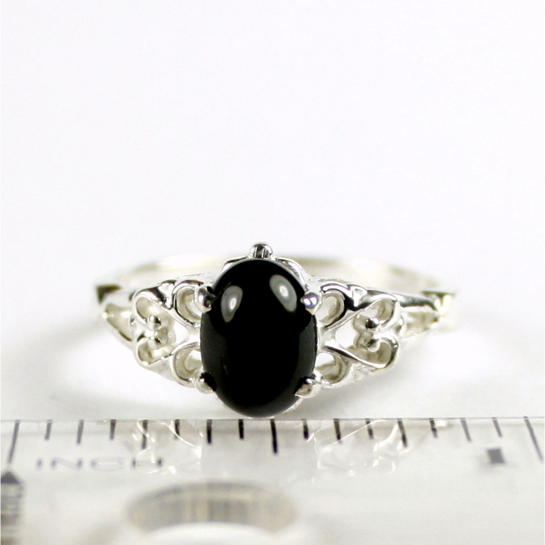 SR302 8x6mm Black Onyx 925 Sterling Silver Ring Image 4