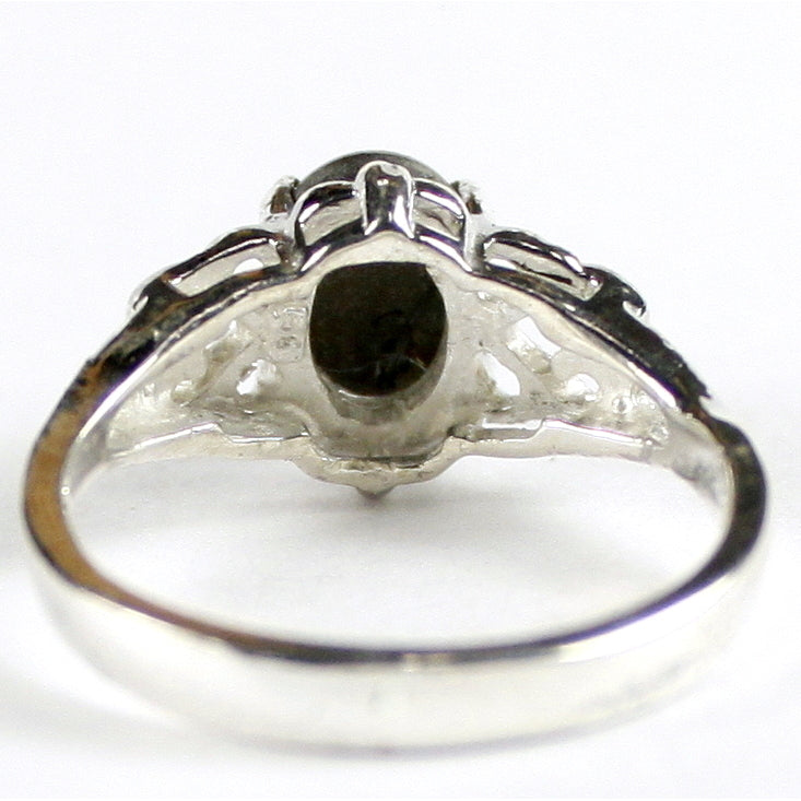 SR302 8x6mm Black Star Sapphire 925 Sterling Silver Ring Image 4