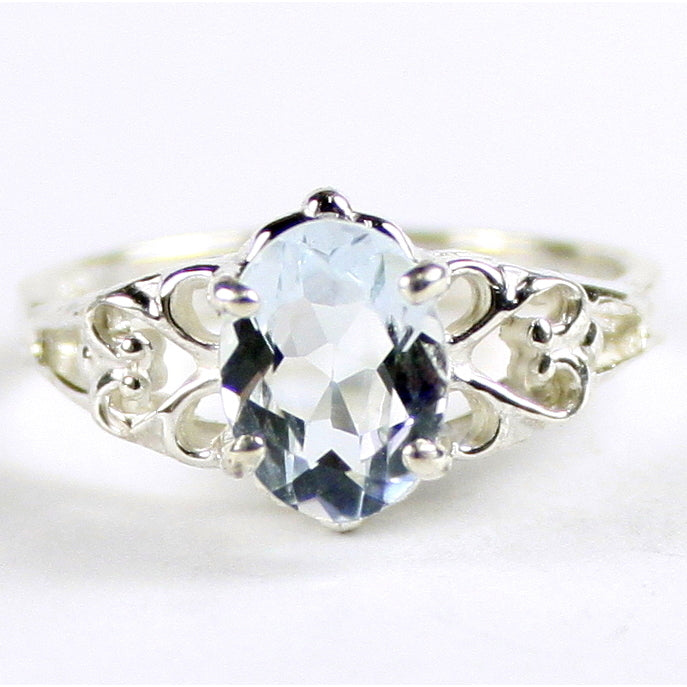 SR302 8x6mm Aquamarine 925 Sterling Silver Ring Image 1